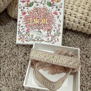 Dior friendship Beige and Pink Classic Oblique Embroidered Bracelet -Brand new